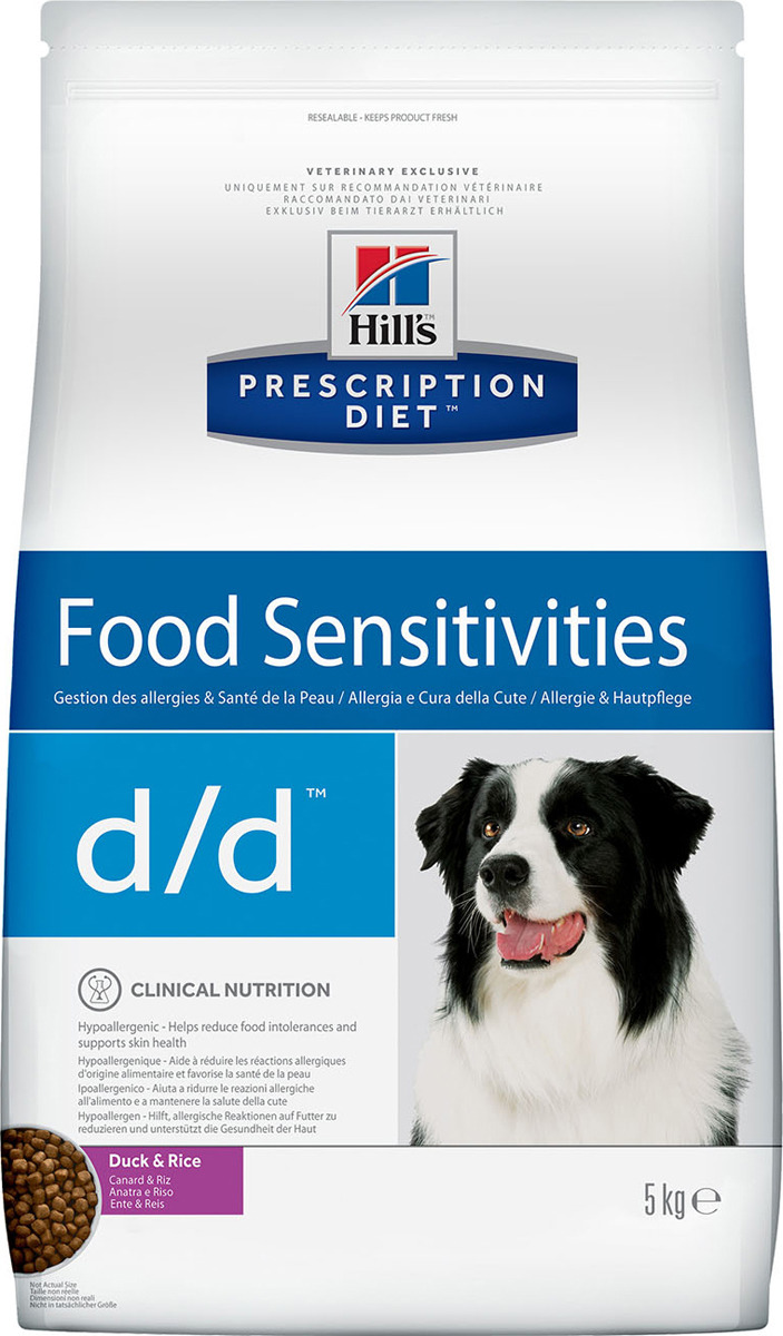Корм сухой Hill's Prescription Diet d/d Food Sensitivities для собак для поддержания здоровья кожи и при пищевой аллергии, с уткой и рисом, 5 кг