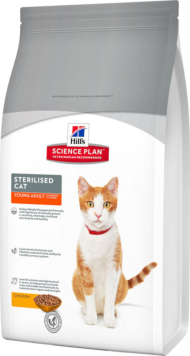 фото Корм сухой Hill's Science Plan Sterilised Cat для стерилизованных молодых кошек от 6 месяцев до 6 лет, с курицей, 1,5 кг