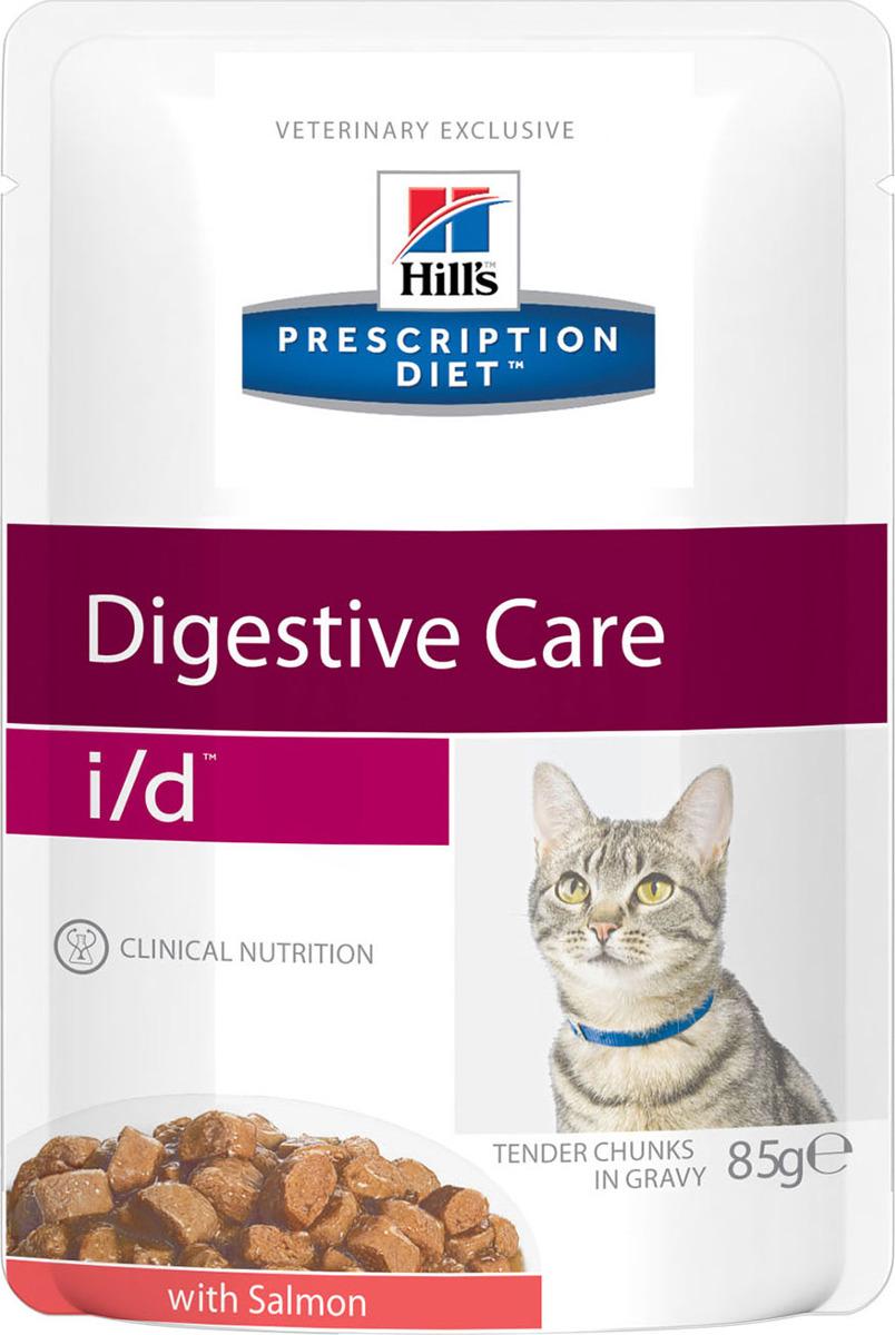 фото Корм влажный Hill's Prescription Diet i/d Digestive Care для кошек для поддержания здоровья ЖКТ, с лососем, 85 г