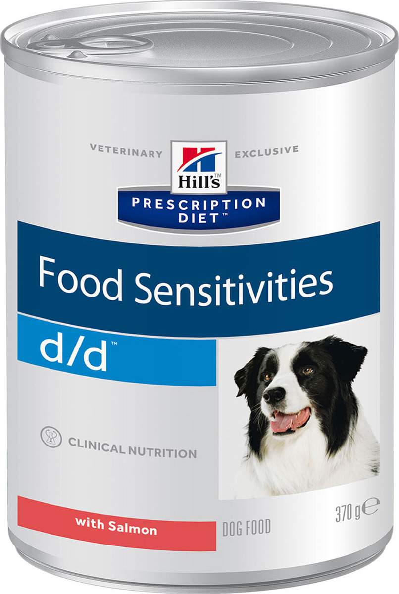 Корм влажный Hill's Prescription Diet d/d Food Sensitivities для собак для поддержания здоровья кожи и при пищевой аллергии, с лососем, 370 г