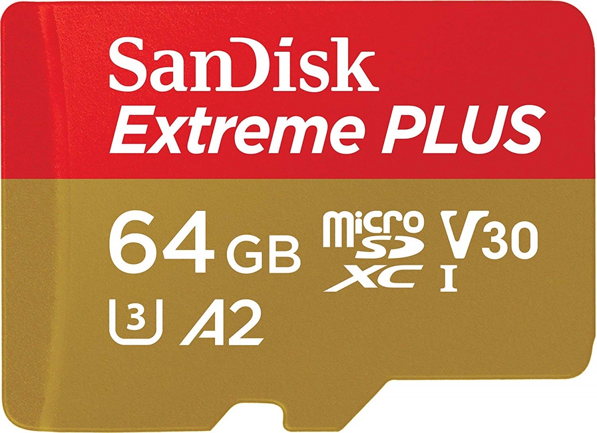 фото Карта памяти SanDisk MicroSD 64GB Class 10 Extreme Action Cameras/Drones A2 V30 UHS-I U3 (160 Mb/s) +SD адаптер