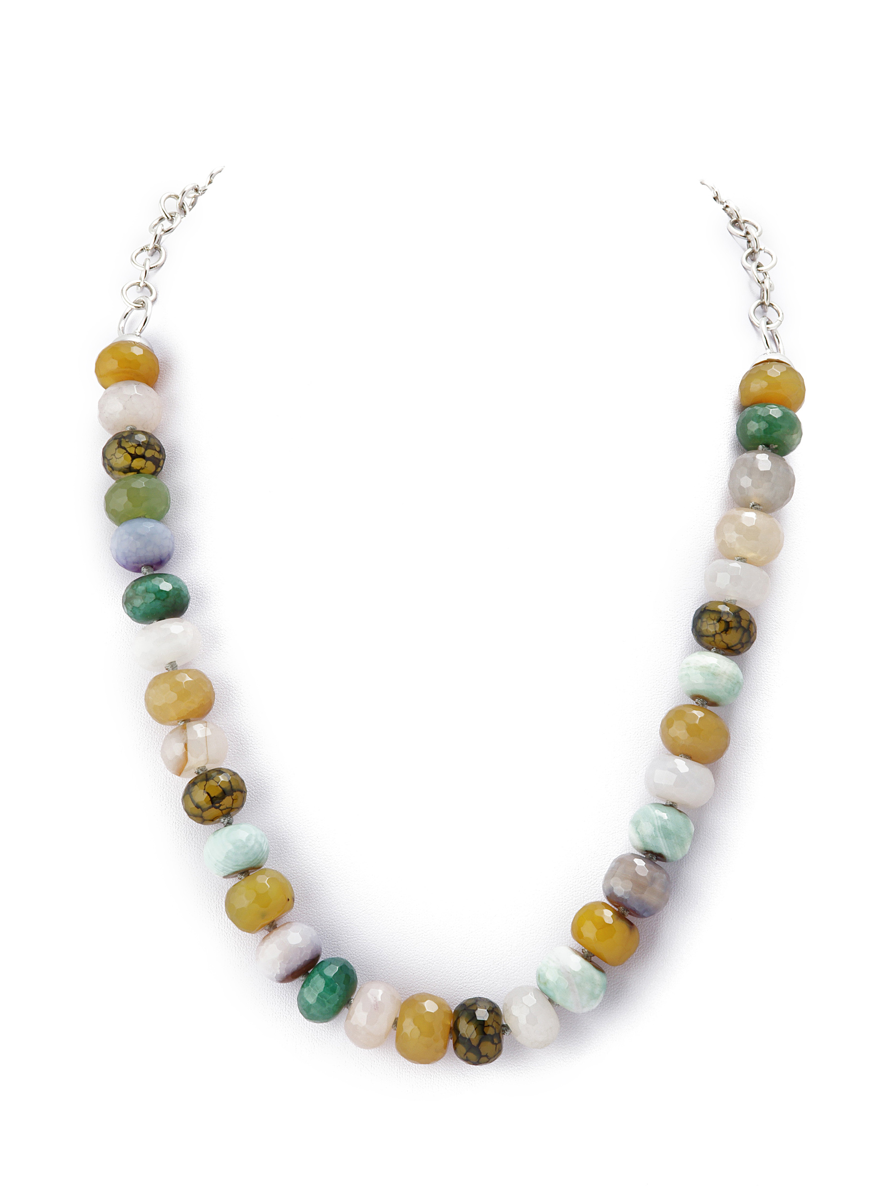 фото Колье/ожерелье бижутерное ЖемАрт с126-211, Агат, Бижутерный сплав, горчичный, зеленый
