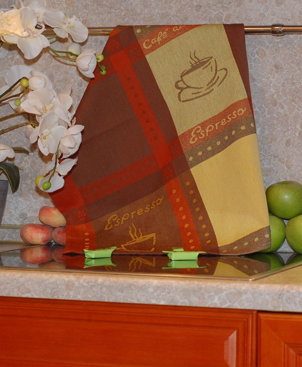 фото Полотенце кухонное ТекСтиль для дома 507061-2 ESPRESSO, красный, коричнево-красный, желтый