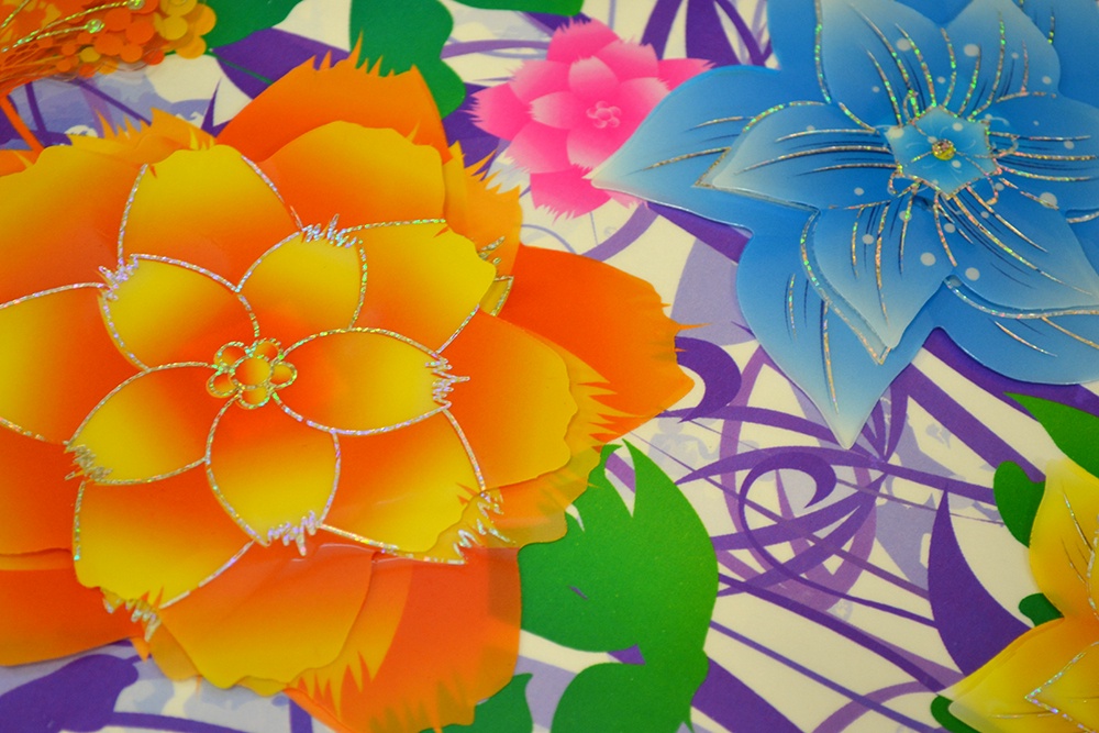 фото Наклейки ЛиС объёмная 3D с фольгой 40х65см ПВХ, Цветы