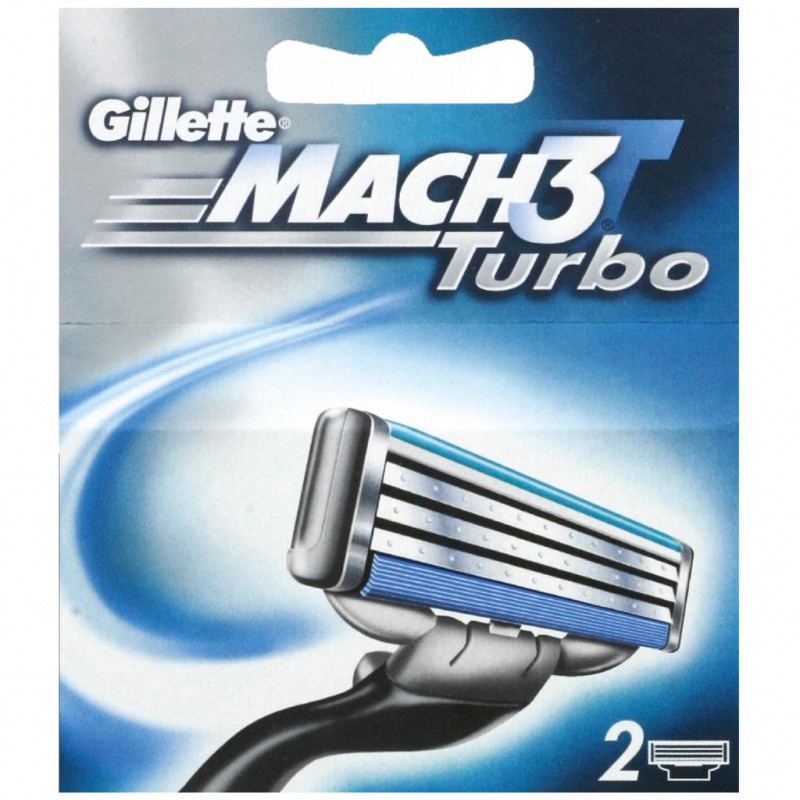 Сменные кассеты для бритв Gillette Сменные Кассеты Mach3 Turbo Для Мужской Бритвы, 2 шт