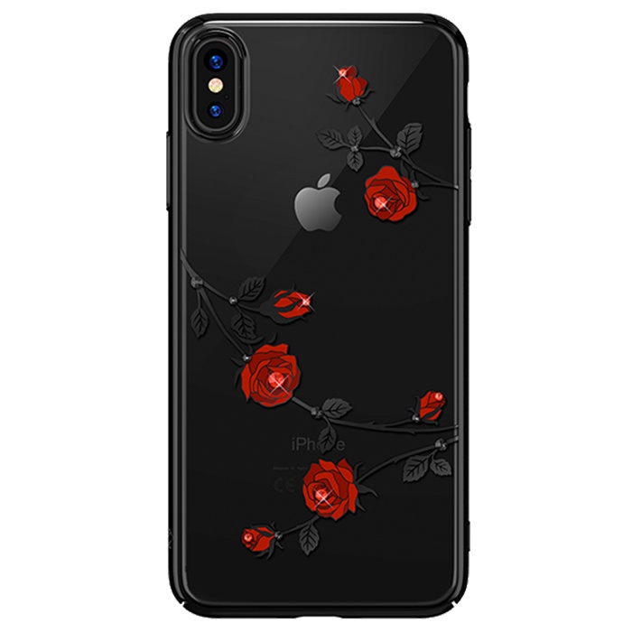 фото Чехол для сотового телефона Kingxbar Blossom Series для iPhone Xs Max, прозрачный, черный