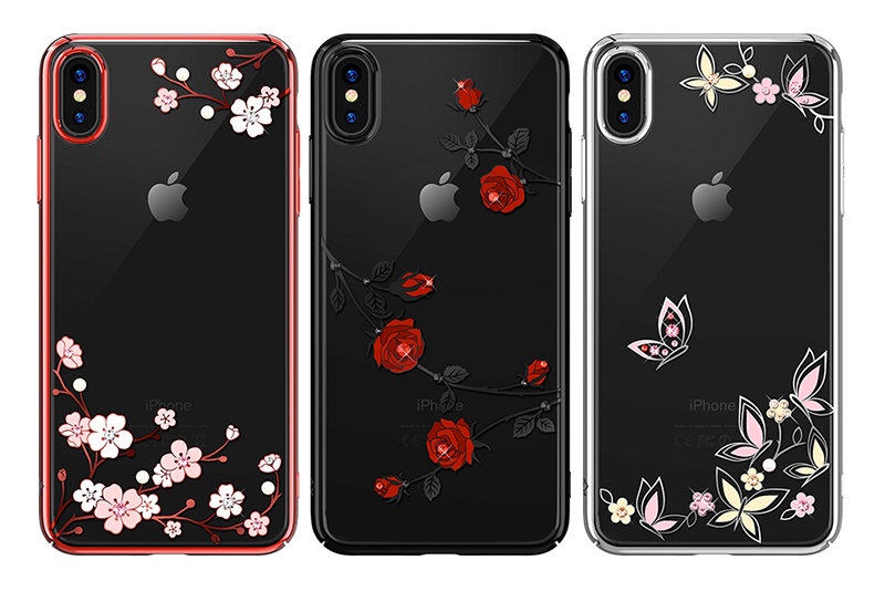 фото Чехол для сотового телефона Kingxbar Blossom Series для iPhone Xs Max, прозрачный, черный