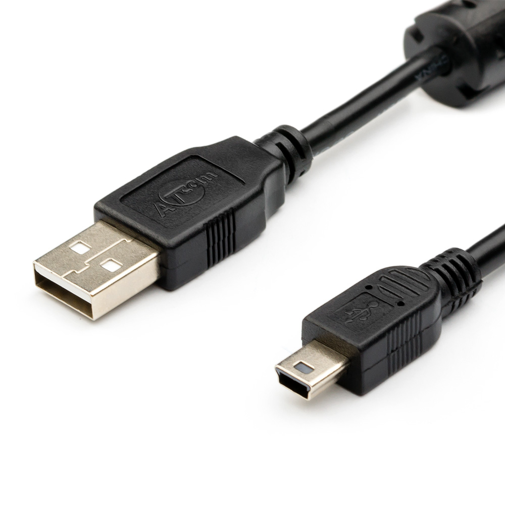 Кабель ATcom USB (Am) - mini USB, 0,8 м, пакет, AT3793, черный