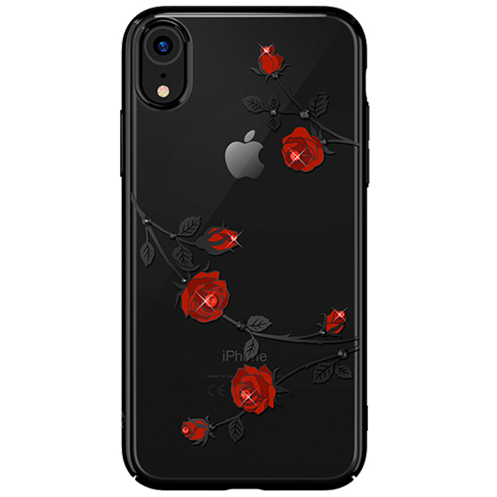 фото Чехол для сотового телефона Kingxbar Blossom Series для iPhone XR, прозрачный, черный