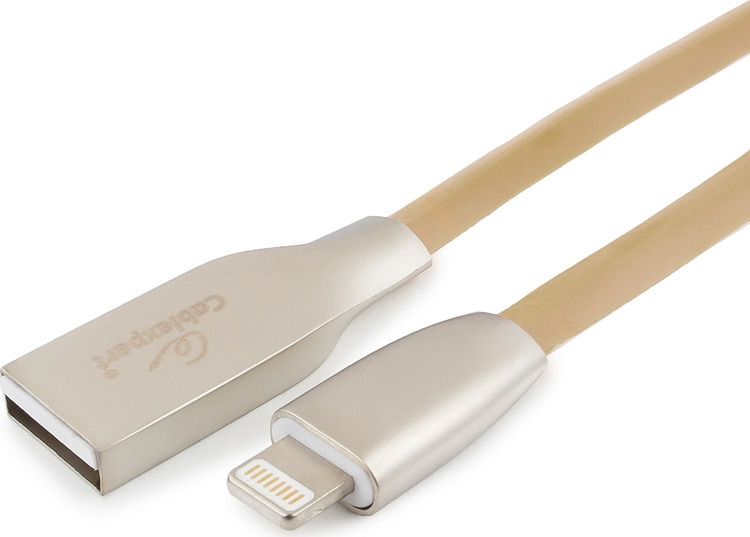 фото Кабель Cablexpert Gold, для Apple, AM/Lightning, 1 м, CC-G-APUSB01Gd-1M, золотой