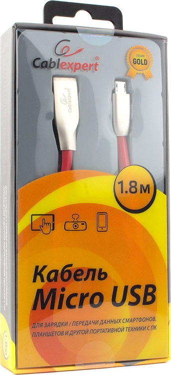 фото Кабель Cablexpert Gold, USB 2.0, AM/microB, 1,8 м, красный