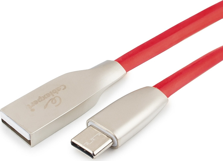 фото Кабель Cablexpert Gold, USB 2.0, AM/Type-C, 1,8 м, красный