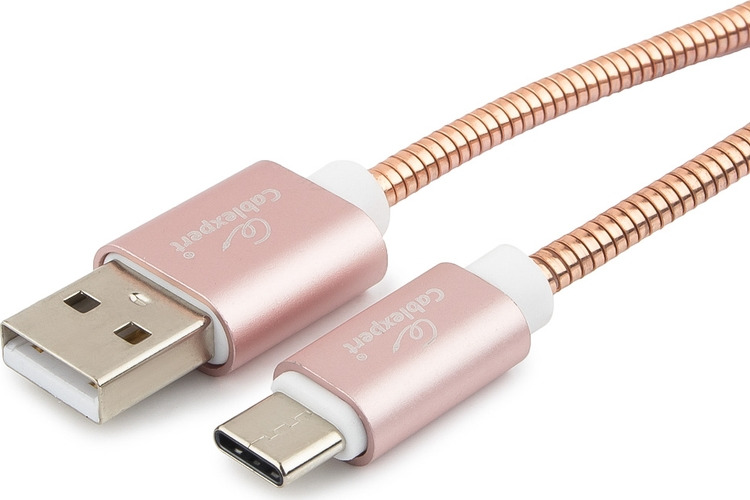 фото Кабель Cablexpert Gold, USB 2.0, AM/Type-C, 1 м, CC-G-USBC02Cu-1M, золотой