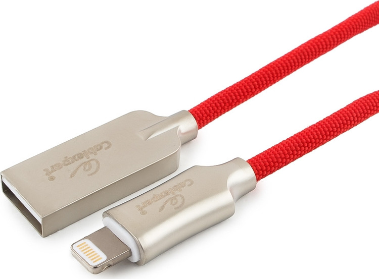 фото Кабель Cablexpert Platinum, USB для Apple MFI, AM/Lightning, 1 м, с оплеткой, красный