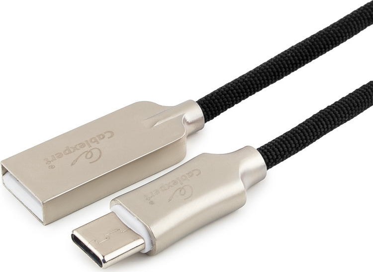 фото Кабель Cablexpert Platinum, USB 2.0, AM/Type-C, 1 м, с оплеткой, черный