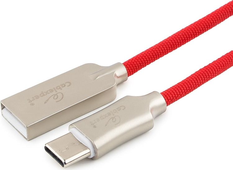 фото Кабель Cablexpert Platinum, USB 2.0, AM/Type-C, 1 м, с оплеткой, красный