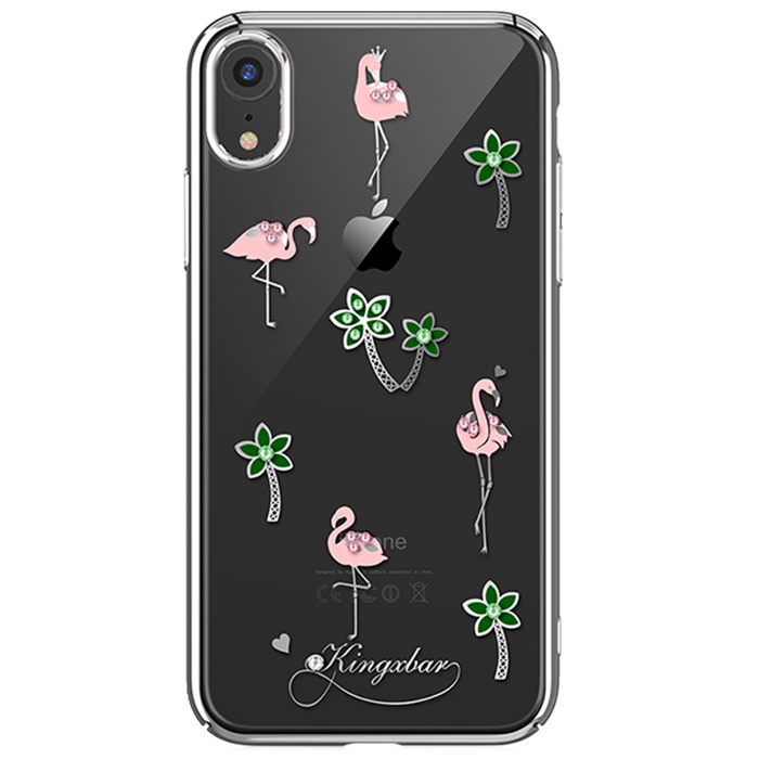 фото Чехол для сотового телефона Kingxbar Tropical Series для iPhone XR Flamingo, прозрачный, серебристый