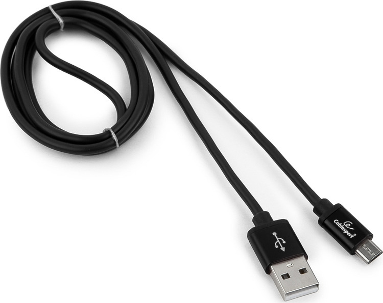 фото Кабель Cablexpert Silver, USB 2.0, AM/microB, 1 м, черный