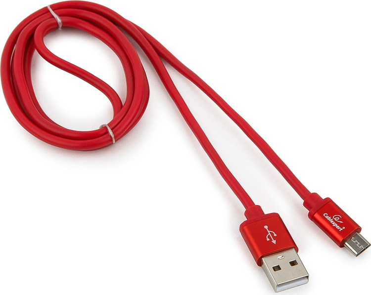 фото Кабель Cablexpert Silver, USB 2.0, AM/microB, 1 м, красный