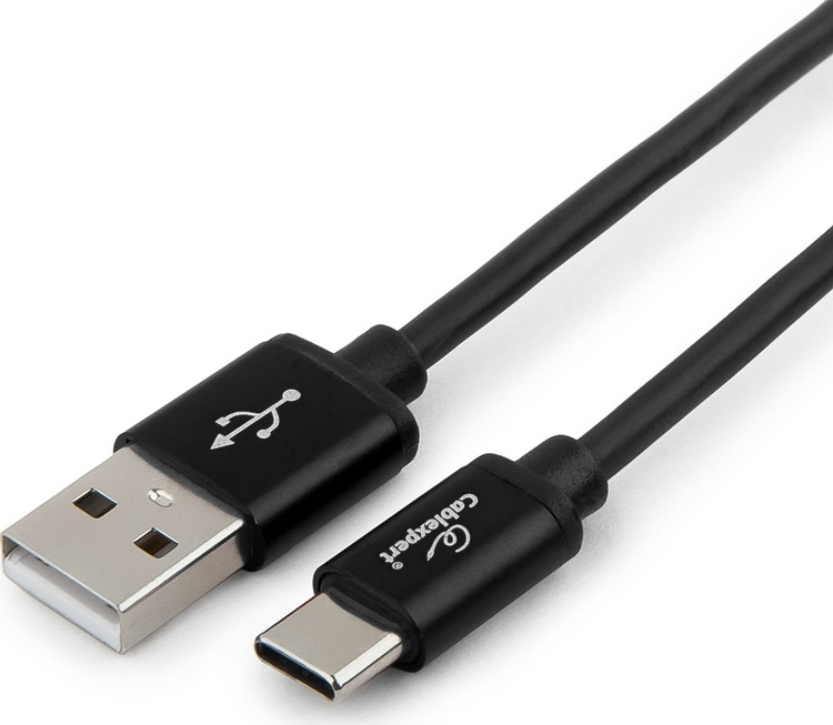 фото Кабель Cablexpert Silver, USB 2.0, AM/Type-C, 0,5 м, черный