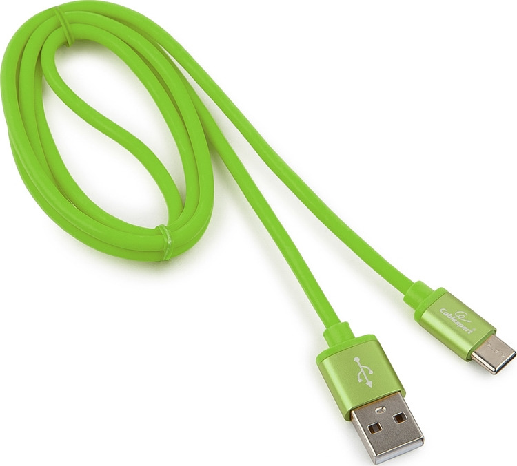 фото Кабель Cablexpert Silver, USB 2.0, AM/Type-C, 1 м, зеленый