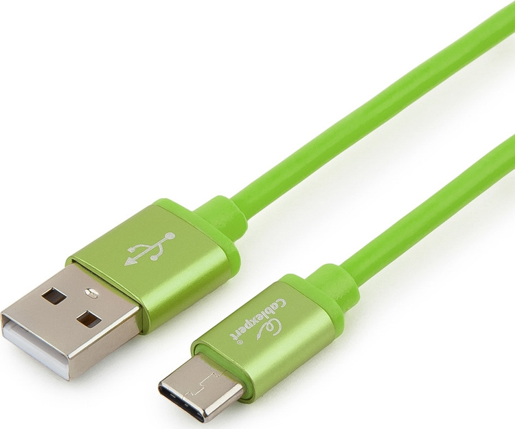 фото Кабель Cablexpert Silver, USB 2.0, AM/Type-C, 1 м, зеленый