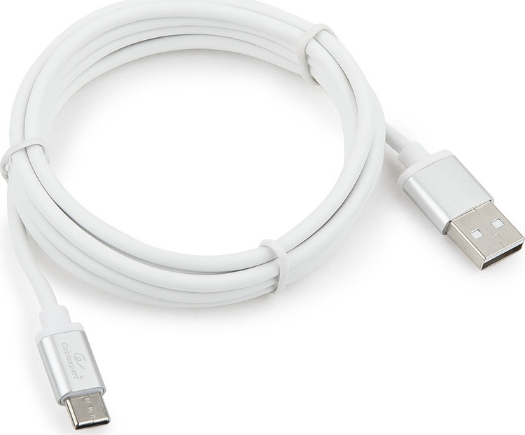 фото Кабель Cablexpert Silver, USB 2.0, AM/Type-C, 1,8 м, белый