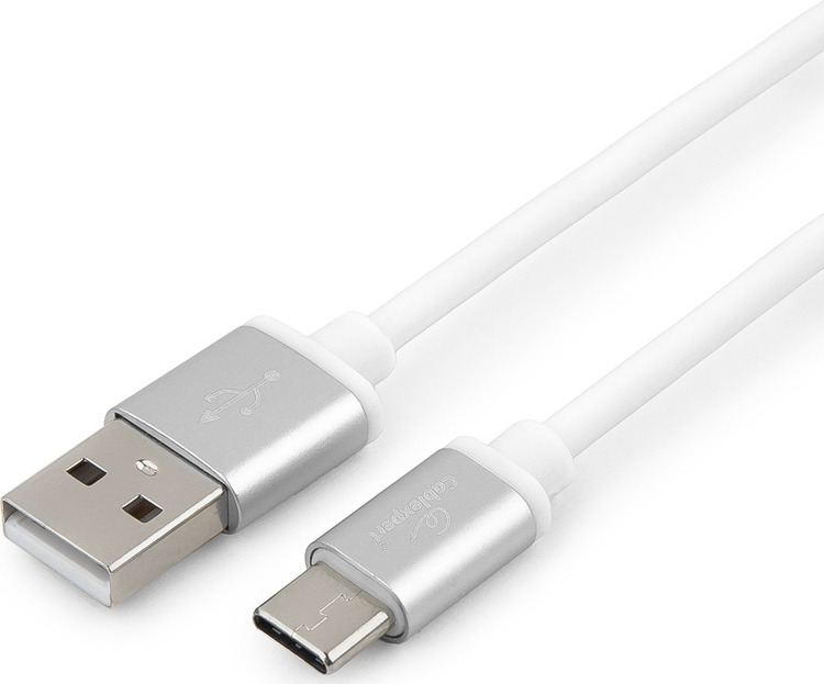 фото Кабель Cablexpert Silver, USB 2.0, AM/Type-C, 1,8 м, белый