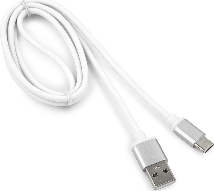 фото Кабель Cablexpert Silver, USB 2.0, AM/Type-C, 1 м, белый