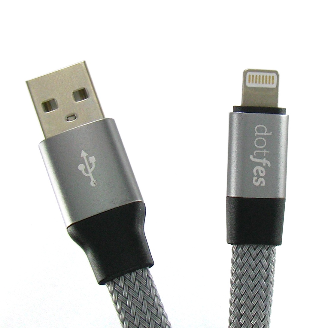 фото USB кабель Dotfes A09 Self-Rolling Lightning (0,8m), gray