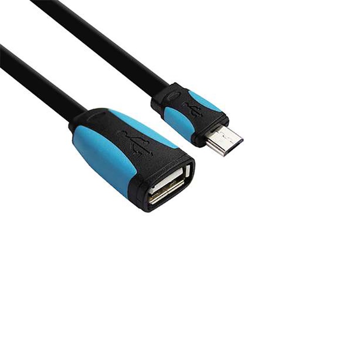 фото Кабель Mobiledata OTG MicroUSB - USB, плоский, черный/голубой, черный, голубой