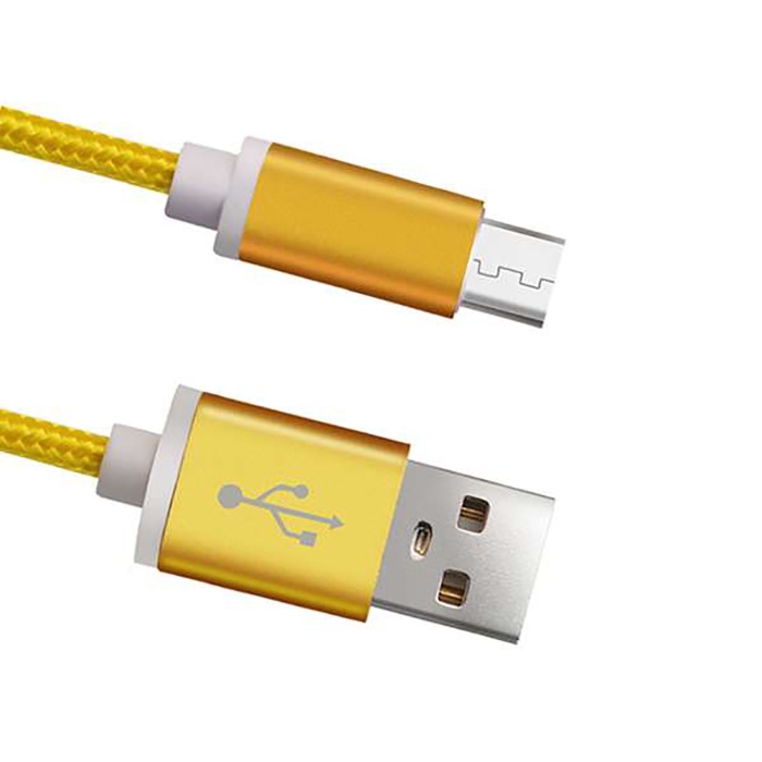 фото Кабель Mobiledata USB 2.0 - microUSB, 2100мА двухсторонний в нейлоновой оплетке 1.0 м, золотой