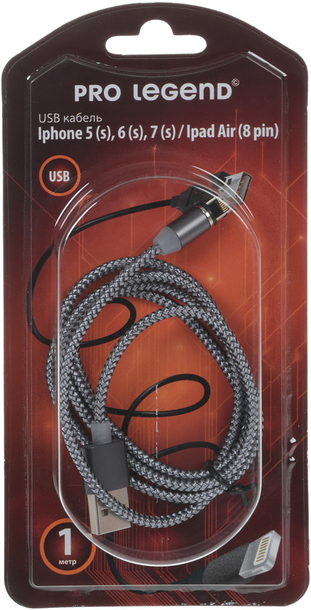 фото Pro Legend PL1150, Black магнитный кабель USB-Lightning (1 м)