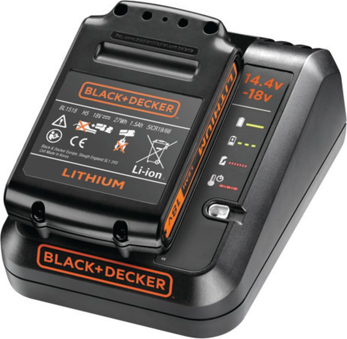 Зарядное устройство Black & Decker BDC1A15, 18 В, 1 А + аккумулятор 18 В, 1.5 Ач, черный Зарядное устройство Black & Decker BDC1A15, 18 В, 1 А + аккумулятор 18 В, 1.5 Ач, черный