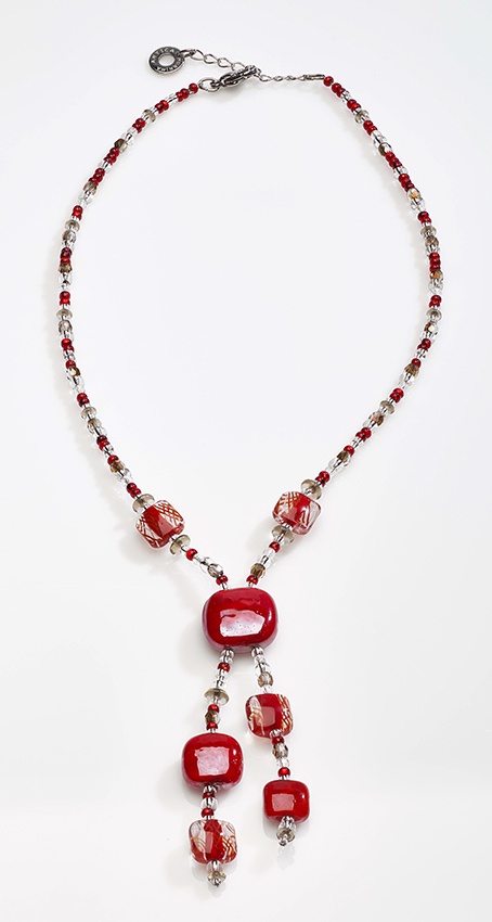 фото Колье/ожерелье бижутерное Antica Murrina "График 4", CO953A11, Муранское стекло, 45-50 см, красный