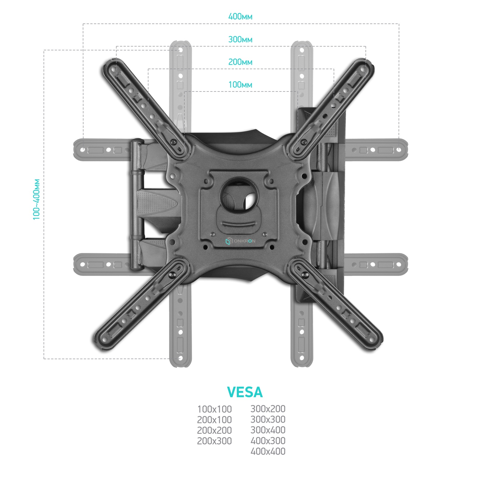 фото ONKRON наклонно-поворотный кронштейн для ТВ 32"-55", черный M4