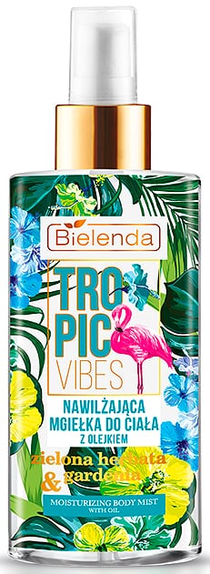 фото Увлажняющая дымка (спрей) с оливкой, зеленый чай и гардения "TROPIC VIBES" 150ml Bielenda