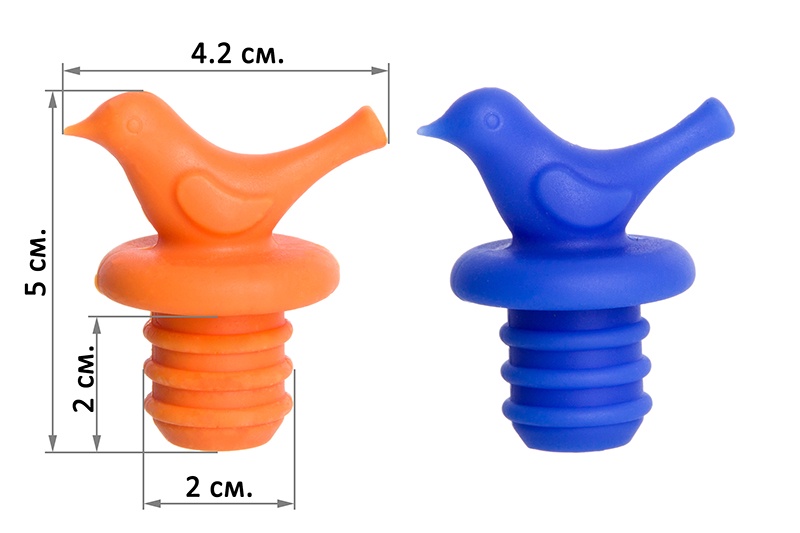 фото Набор пробок д/бутылок 4 шт. "Птички оранжевая и синяя" + открывалка д/бутылок "Зайка оранжевыйй" Elan gallery
