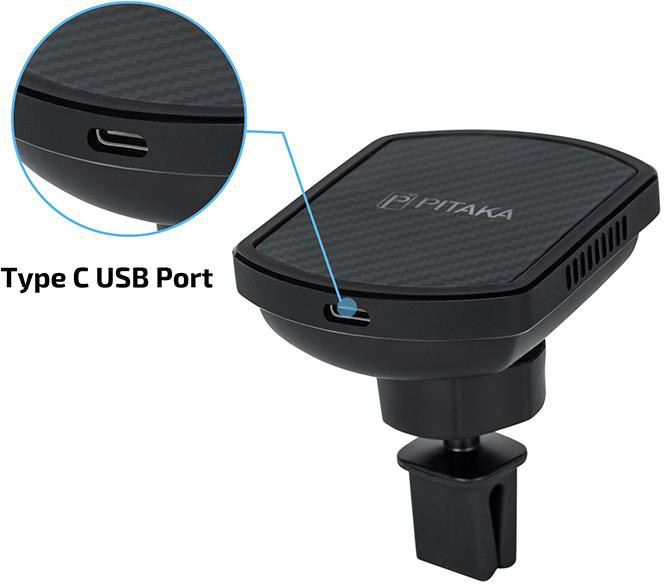 фото Держатель для телефона Pitaka MagMount Qi Pro Vent USB-C, черный