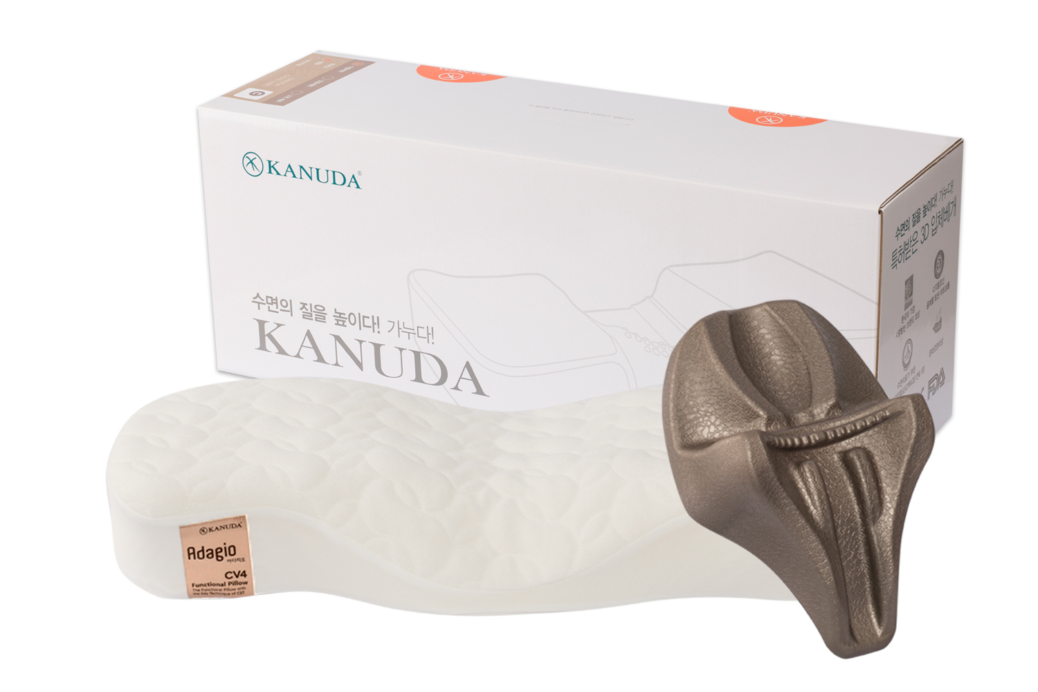 Ортопедическая подушка KANUDA Gold Label Adagio, набор подушка + нэп, Корея, белый