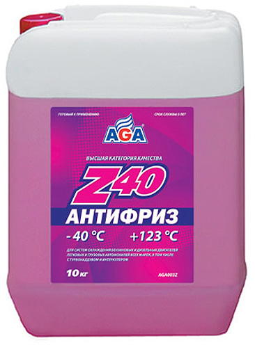 фото Антифриз AGA, AGA003Z, красный, -40C, 10 л