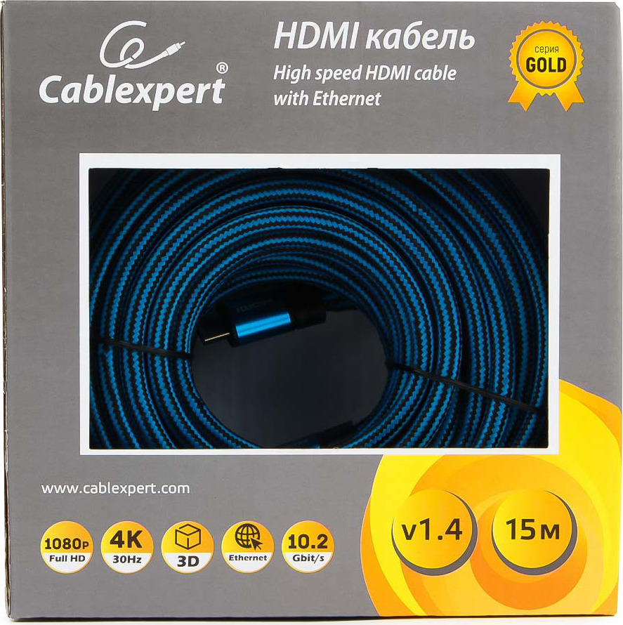 фото Кабель Cablexpert Gold HDMI, 15 м, CC-G-HDMI01-15M, синий