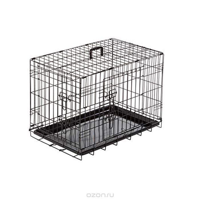 фото Двухдверная клетка для собак Duvo+ (Бельгия) "Pet Kennel SMALL", чёрная, 62х44х50см