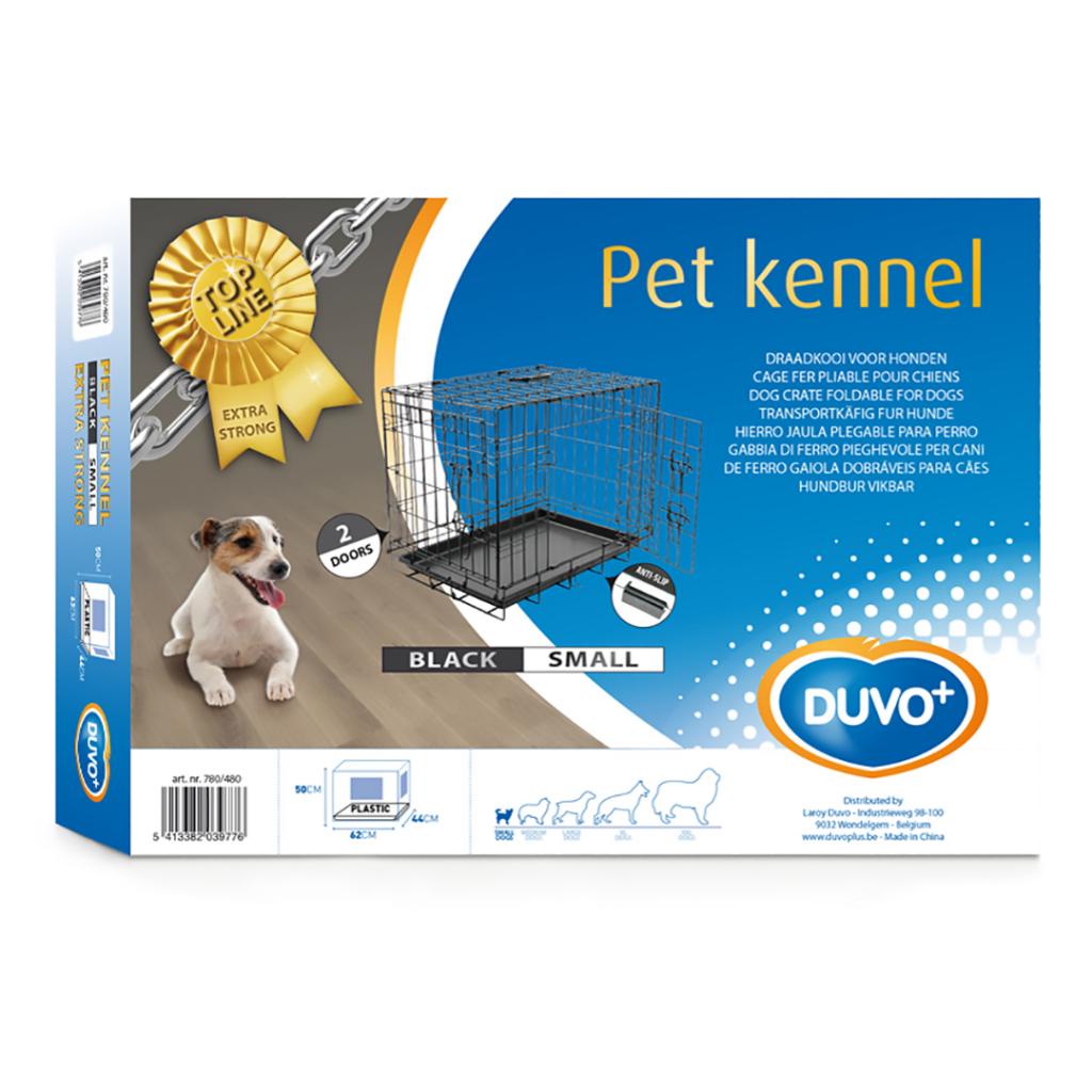 фото Двухдверная клетка для собак Duvo+ (Бельгия) "Pet Kennel SMALL", чёрная, 62х44х50см