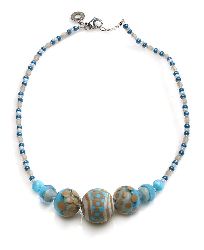 фото Колье/ожерелье бижутерное Antica Murrina "Папайя 2", CO963A07, Муранское стекло, 45-50 см, голубой