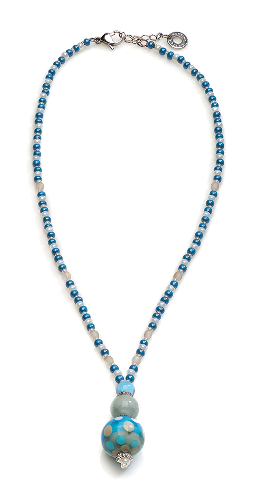 фото Колье/ожерелье бижутерное Antica Murrina "Папайя 4", CO965A07, Муранское стекло, 45-50 см, голубой
