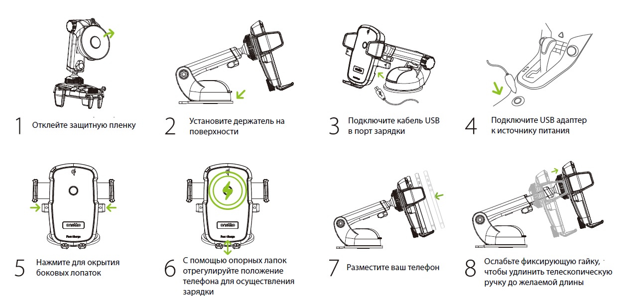 фото Автомобильный держатель Onetto Easy One Touch Wireless EWC-9000, в воздуховод и на присоске