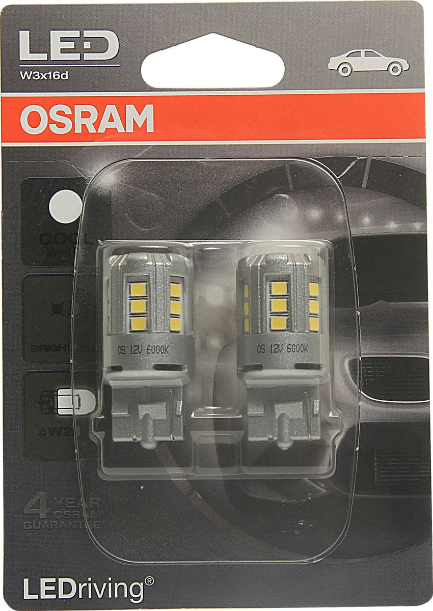 фото Лампа автомобильная Osram W21W (W3*16d) LED Standart Cool White 12V, 7705CW02B, 2 шт