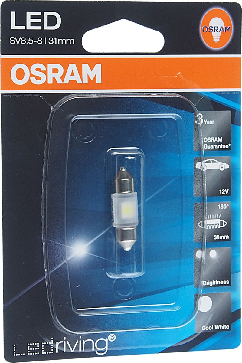 фото Лампа автомобильная Osram C5W (SV8.5-8) 31 мм LED Standart Cool White 6000К 12V, 6431CW01B