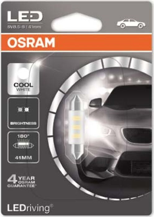 фото Лампа автомобильная Osram C5W (SV8.5-8) 41 мм LED Standart Cool White 6000K 12V, 6441CW01B